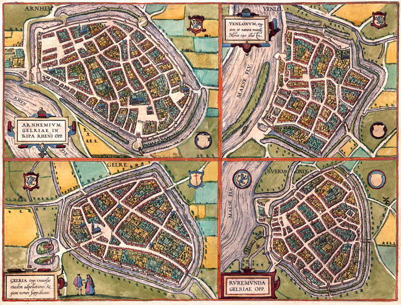 Arnhem-Venlo-Geldern-Roermond 1590 Braun & Hogenberg